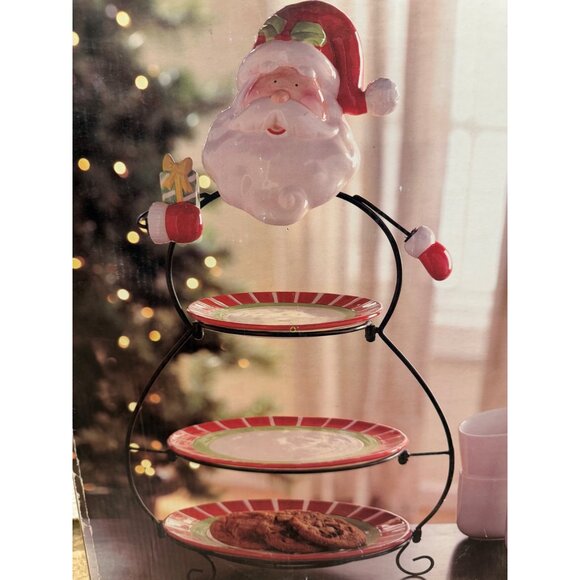 Kirklands Santa Triple Server NIB - Picture 2 of 3